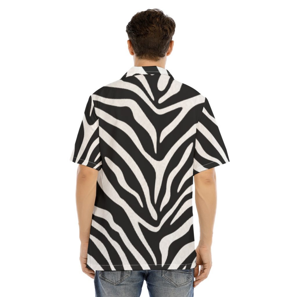 New Black & White Zebra Print Men's Shirt With Button Closure