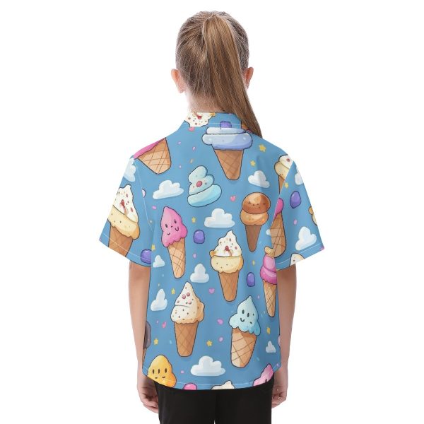 New Fun Ice Cream Print Kid's Hawaiian Vacation Shirt