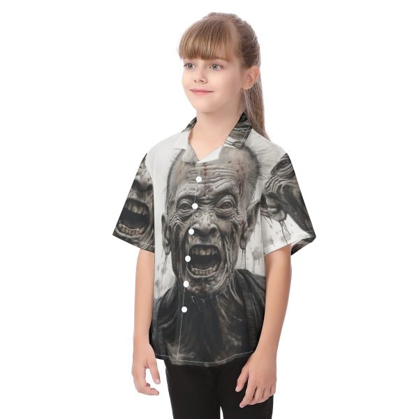 New Zombie Print Kid's Hawaiian Vacation Shirt