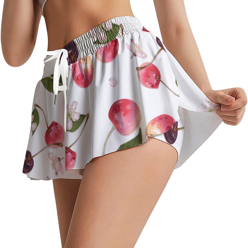 New Fun Apple Print Women's Sport Skorts With Pocket