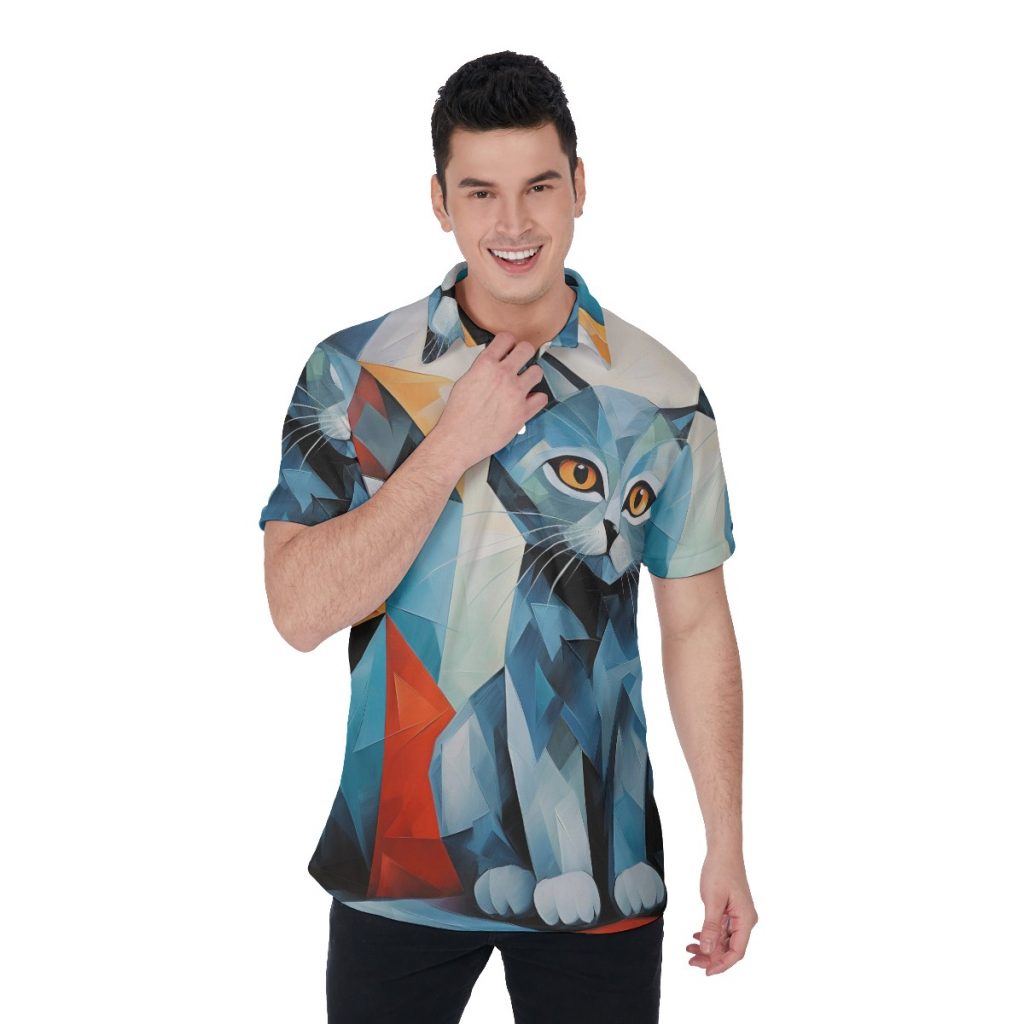 New Cute Cat  Print Men's Polo Shirt