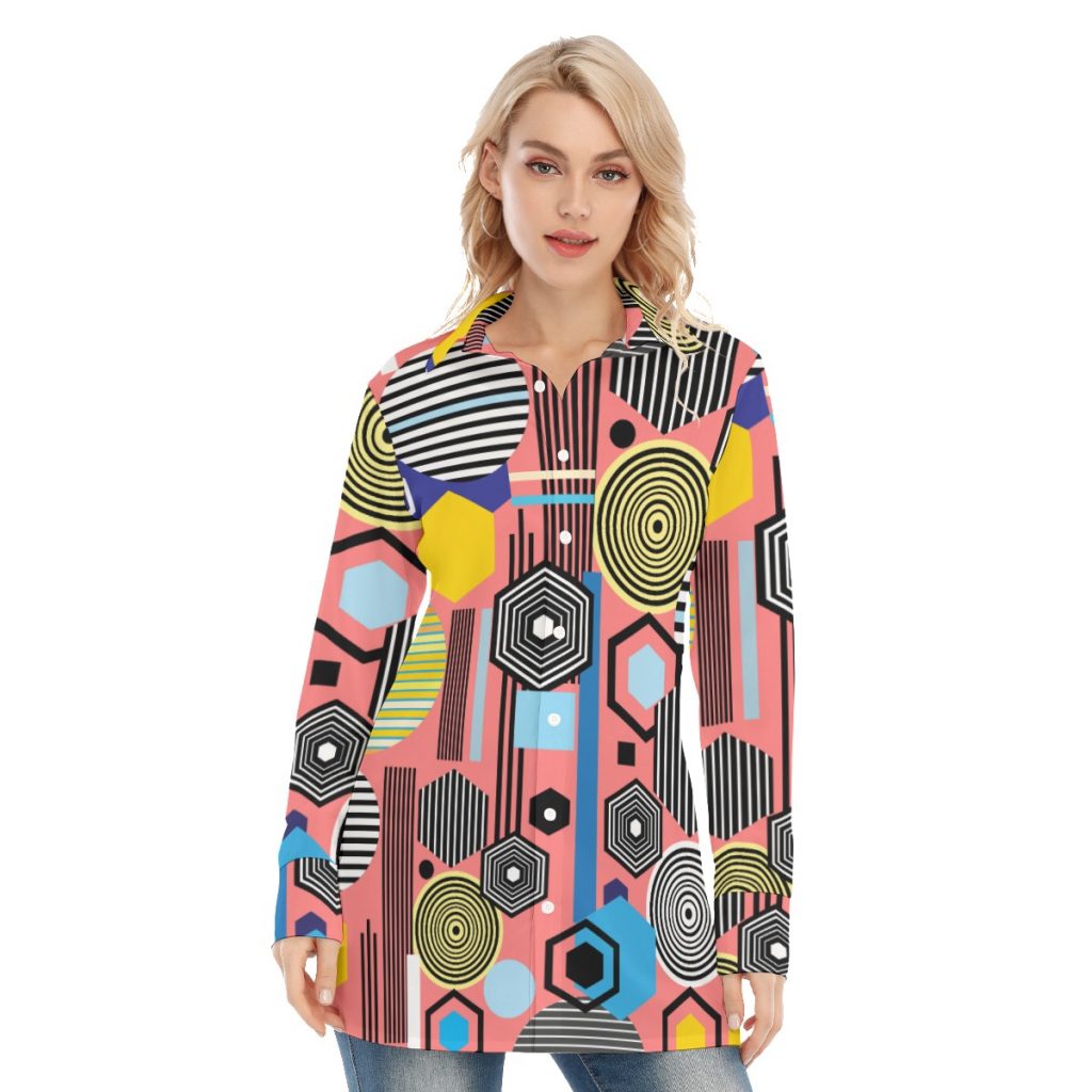 New Colorful Designs Print Women's Long Shirt