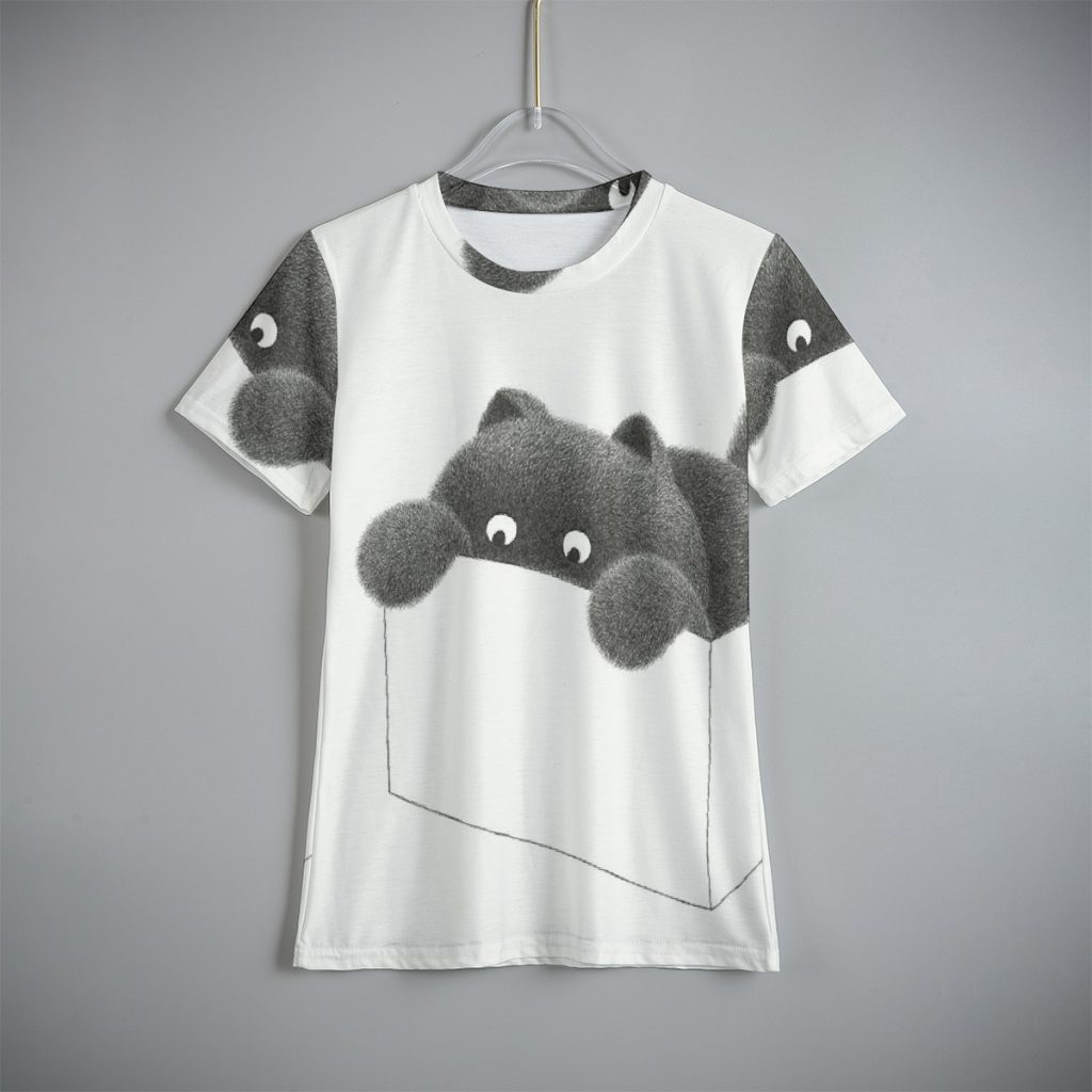 New Cute Grey Cat Print Kid's T-Shirt