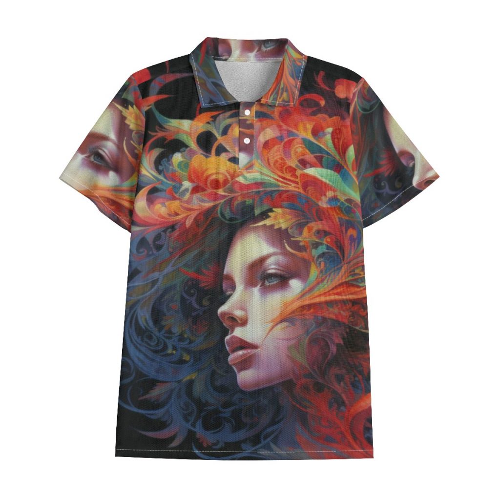 New Woman's Face Print Men's Polo Shirt