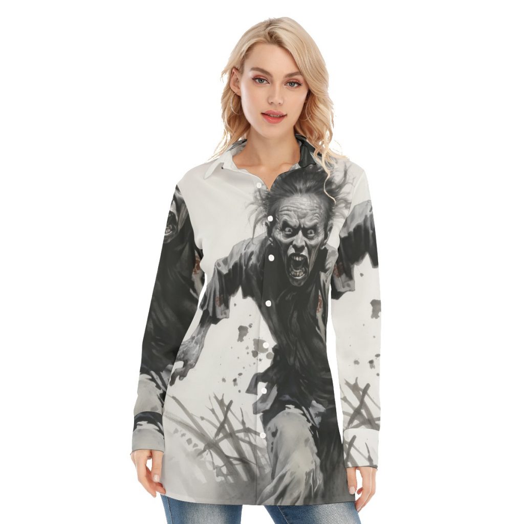 New Zombie Print Women's Long Shirt