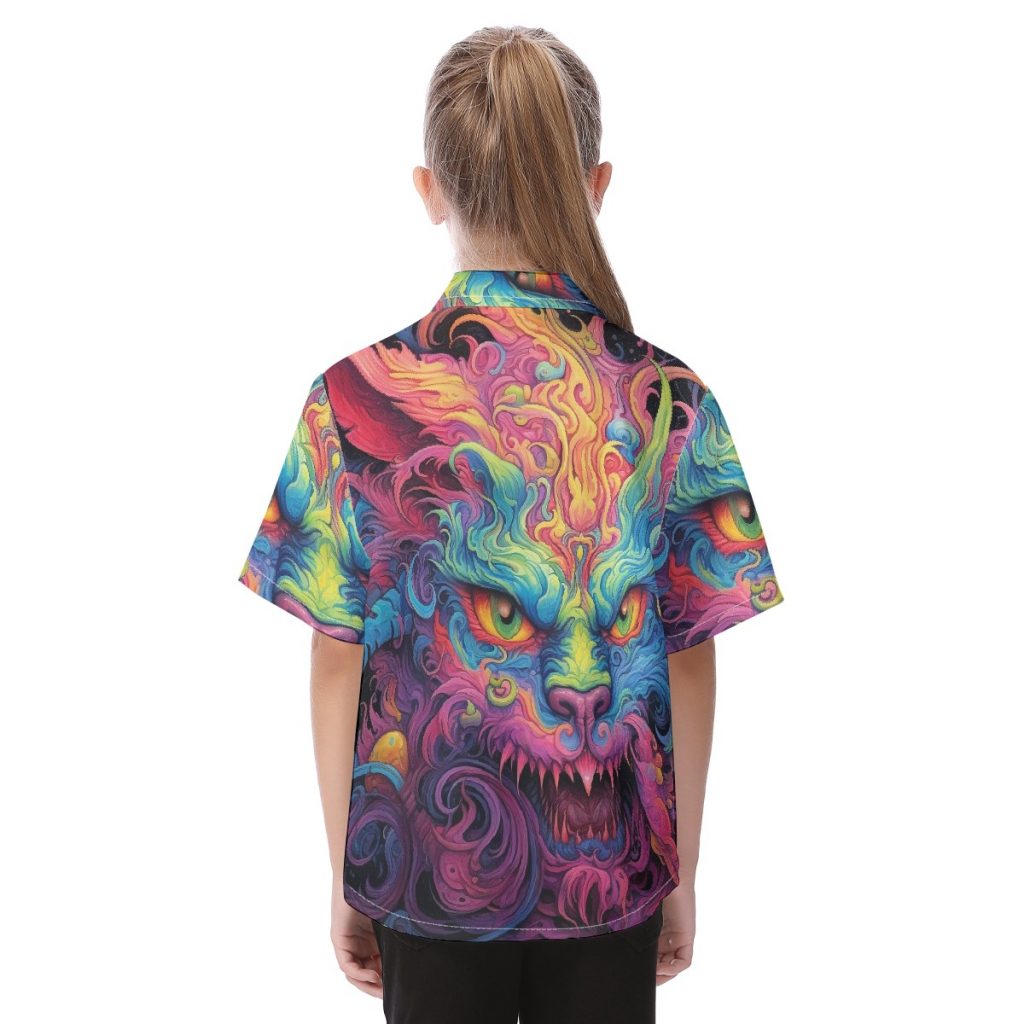 New Colorful Creature Print Kid's Hawaiian Vacation Shirt