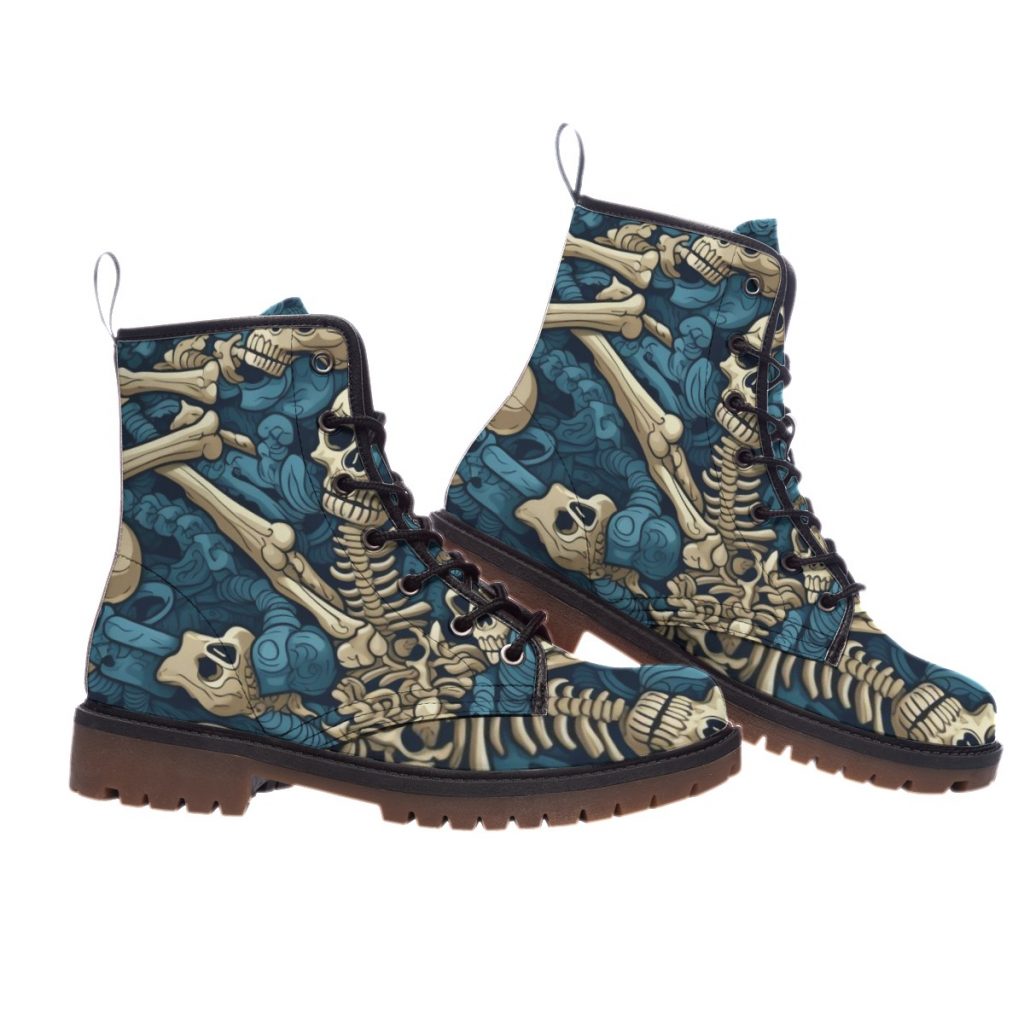 New Fun Skeleton All-Over Print Men's Martin Short Boots
