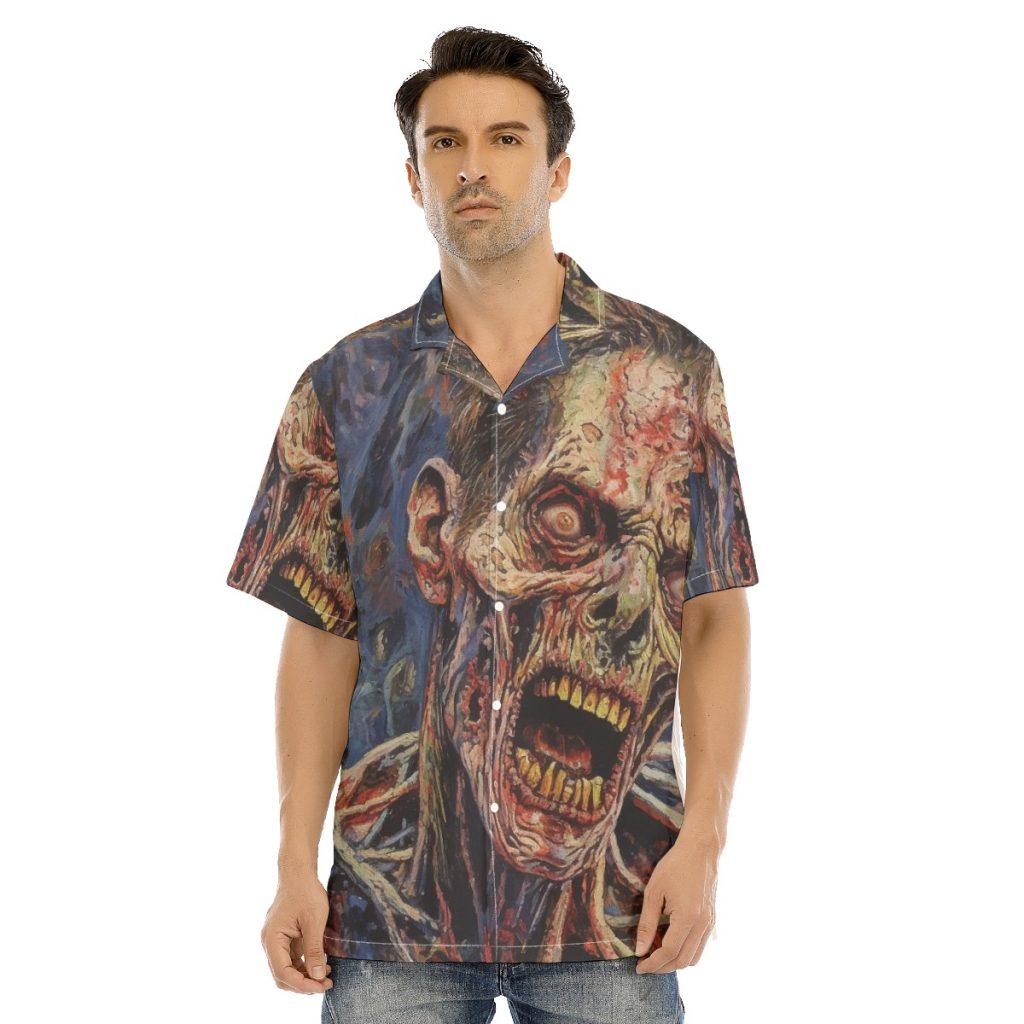 New Zombie All-Over Print Men's Shirt With Button Closure
