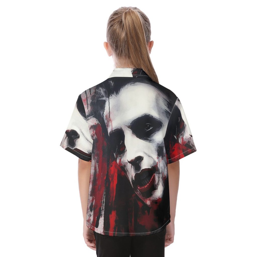 New Face Print Kid's Hawaiian Vacation Button Down Shirt