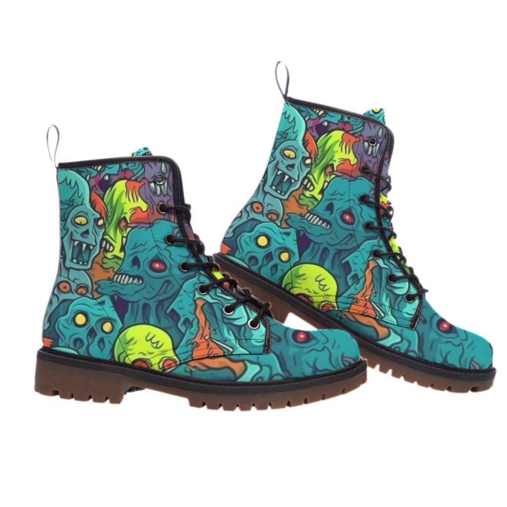 New Colorful Zombie All-Over Print Men's Martin Short Boots