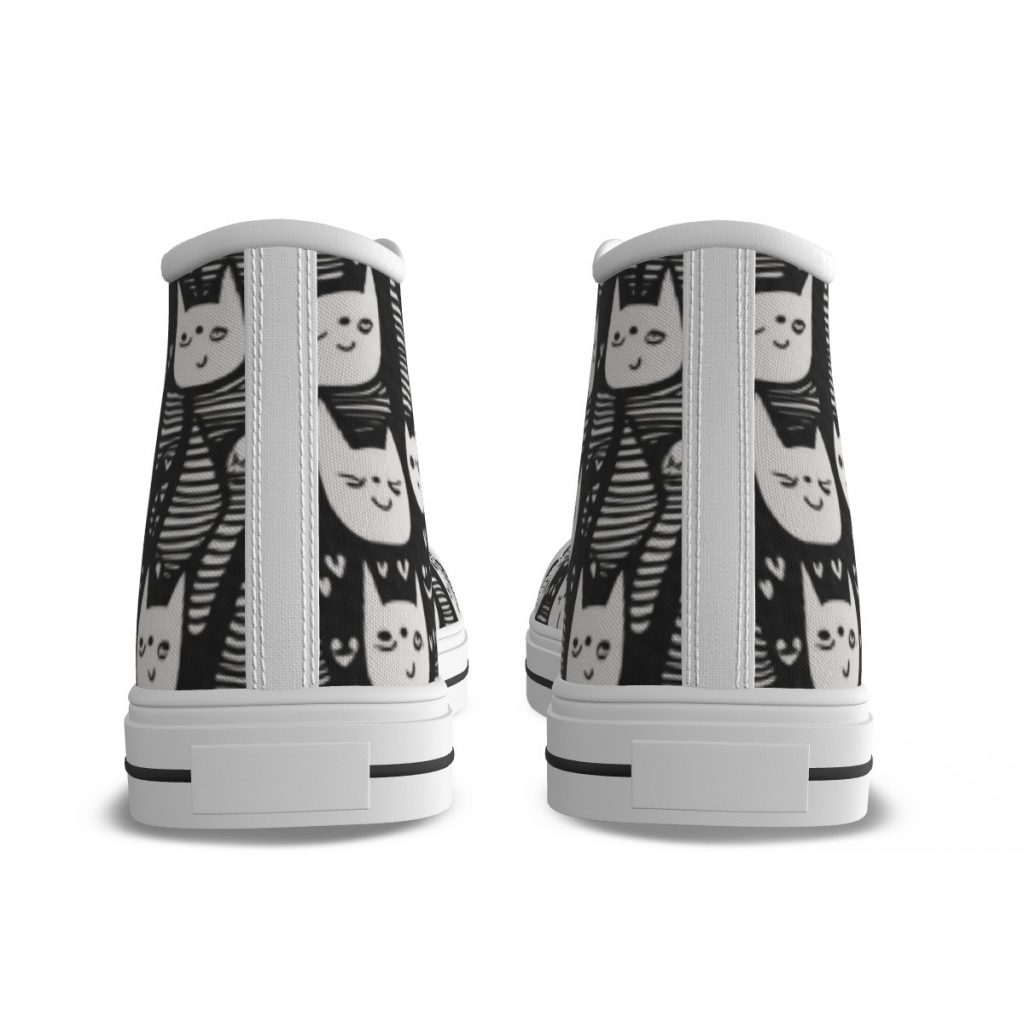 New Black & White Cute Cat Women's Canvas Shoes