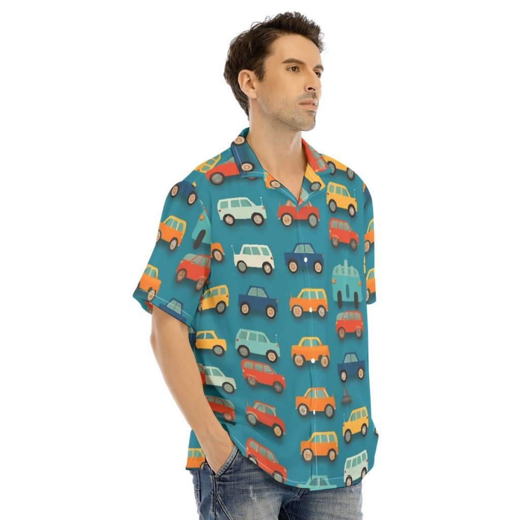 New Fun Car Print Men's  Shirt With Button Closure