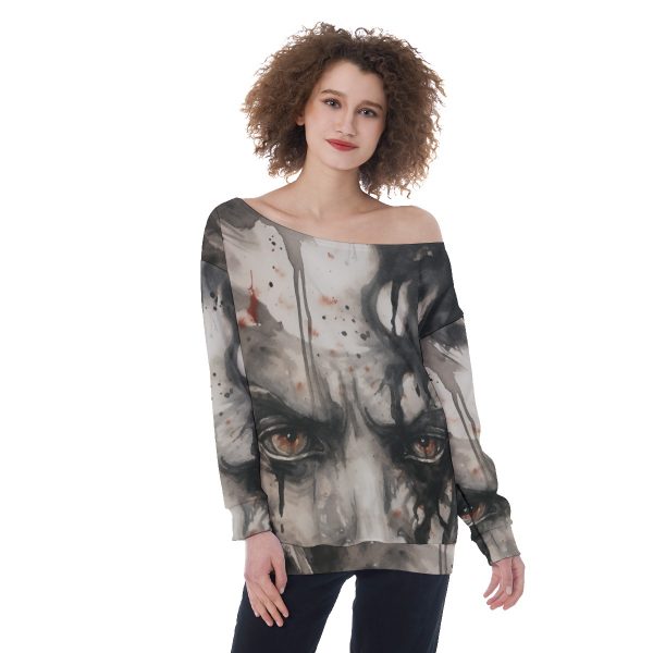 New Scary 'Eyeball' Print Oversized Women's Off-Shoulder Sweatshirt