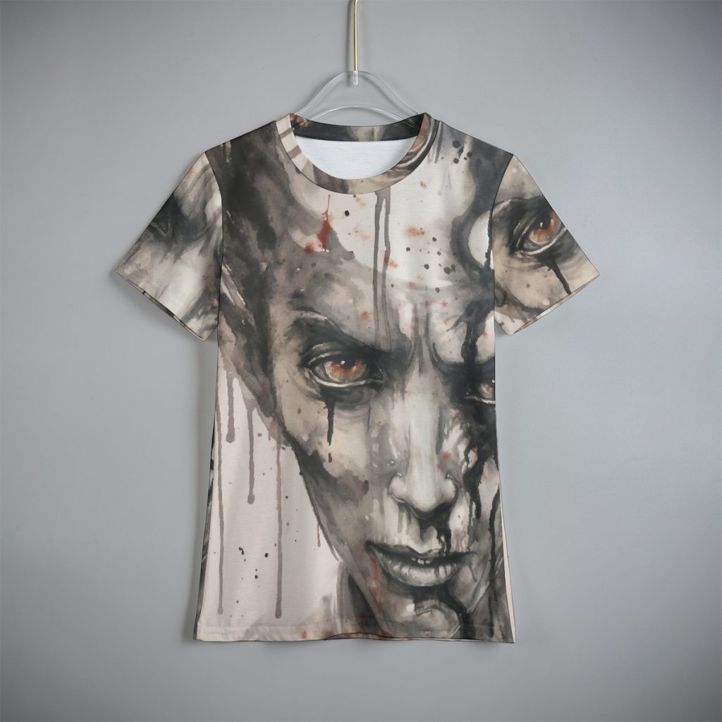 New Zombie Face Dripping Eye Print Kid's T-Shirt