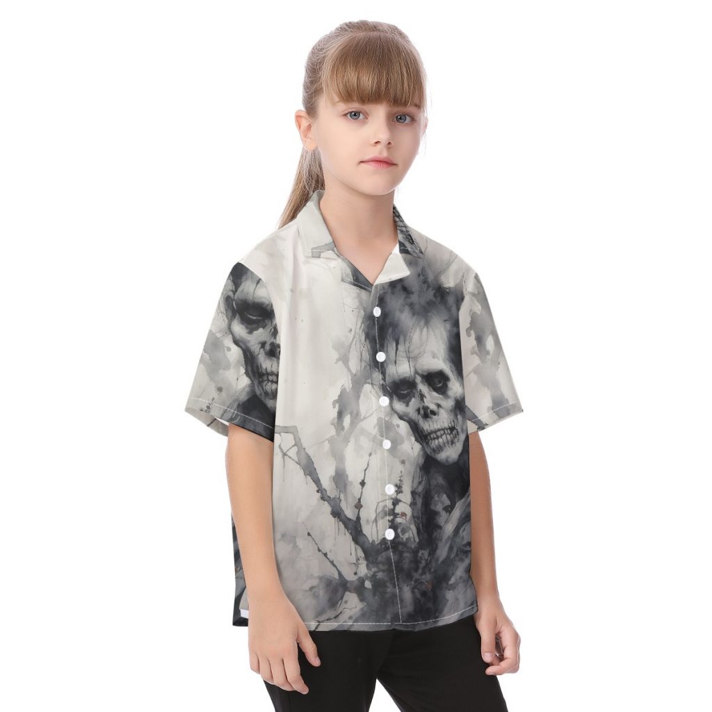 New Zombie Print Kid's Hawaiian Vacation Shirt