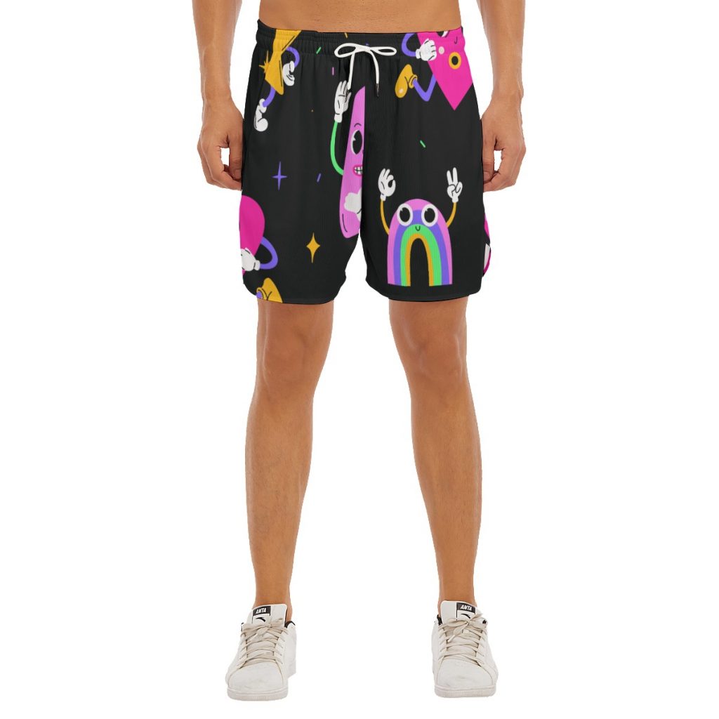 New Black Fun Design Men's Side Split Running Sport Shorts