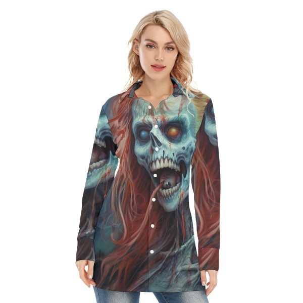 New Colorful Zombie Print Women's Long Shirt
