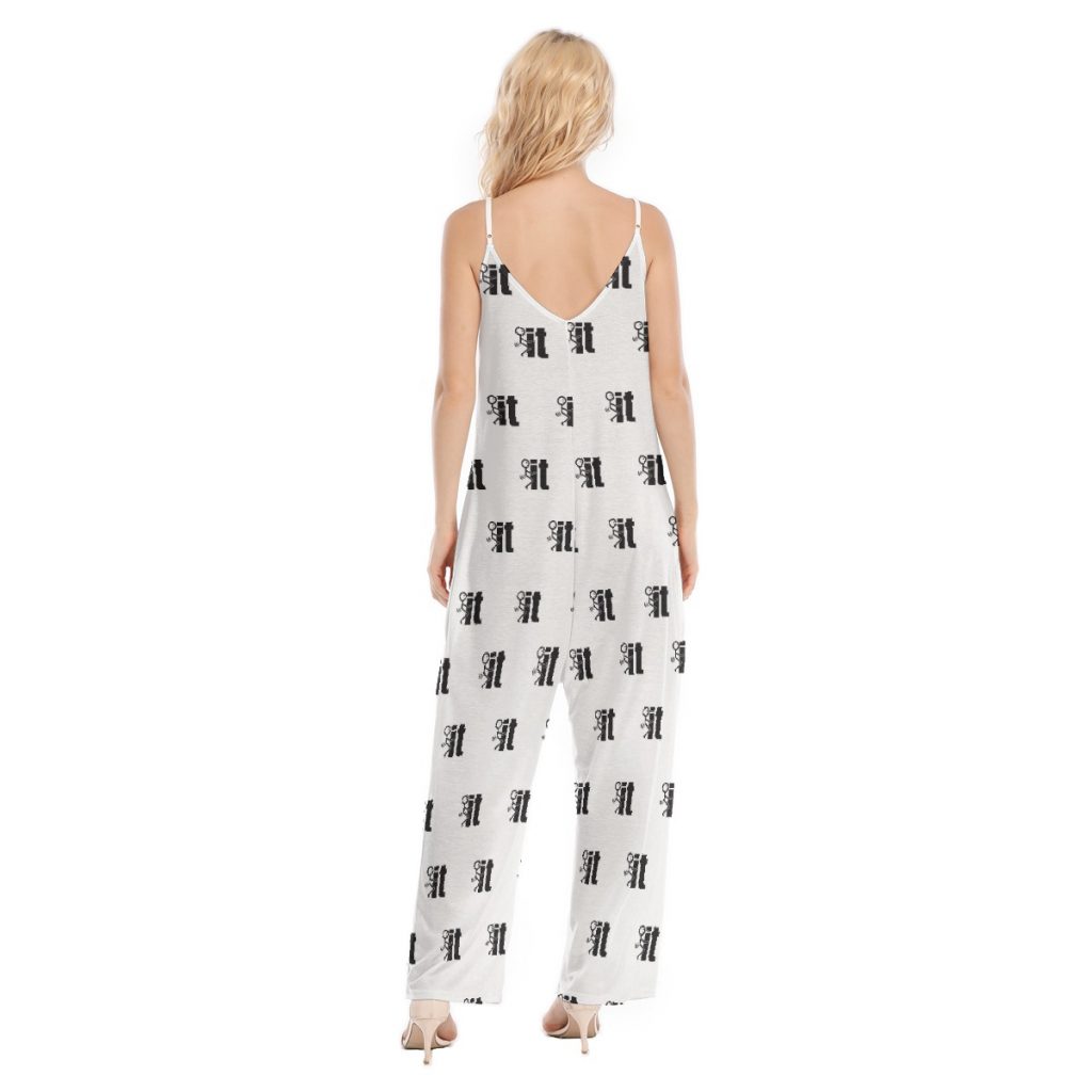 All-Over Print Women's V-neck Cami Jumpsuit