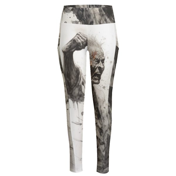 New Fisted Man Print Women's High Waist Leggings With Side Pocket