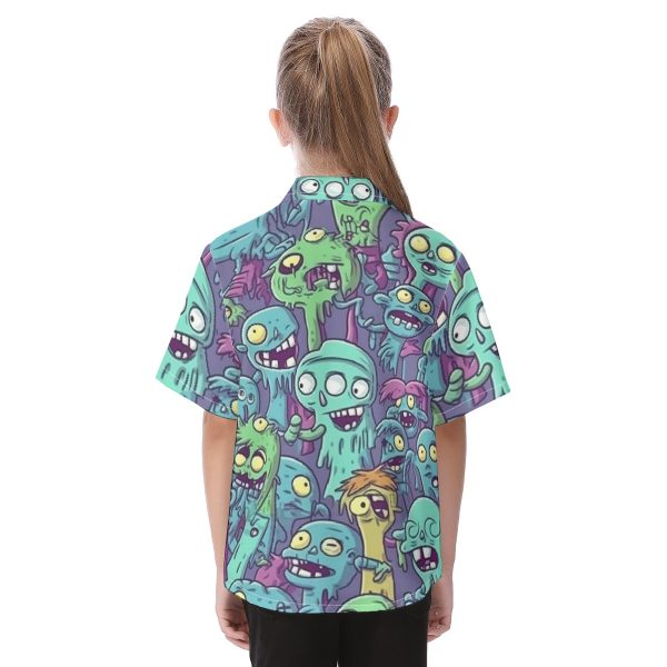 New Laughing Zombies Print Kid's Hawaiian Vacation Shirt