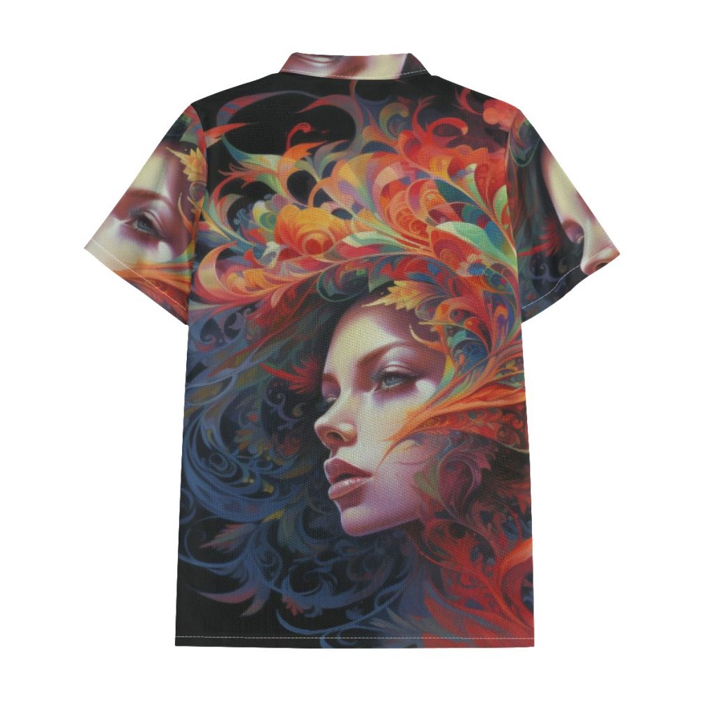 New Colorful Woman's Face Print Men's Polo Shirt