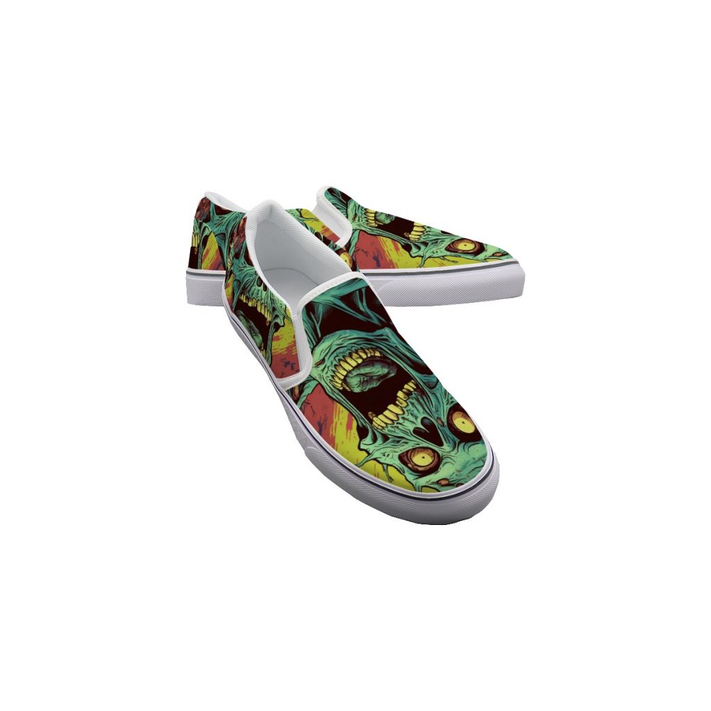 New Fun Zombie Print Men's Slip On Sneakers Shoes