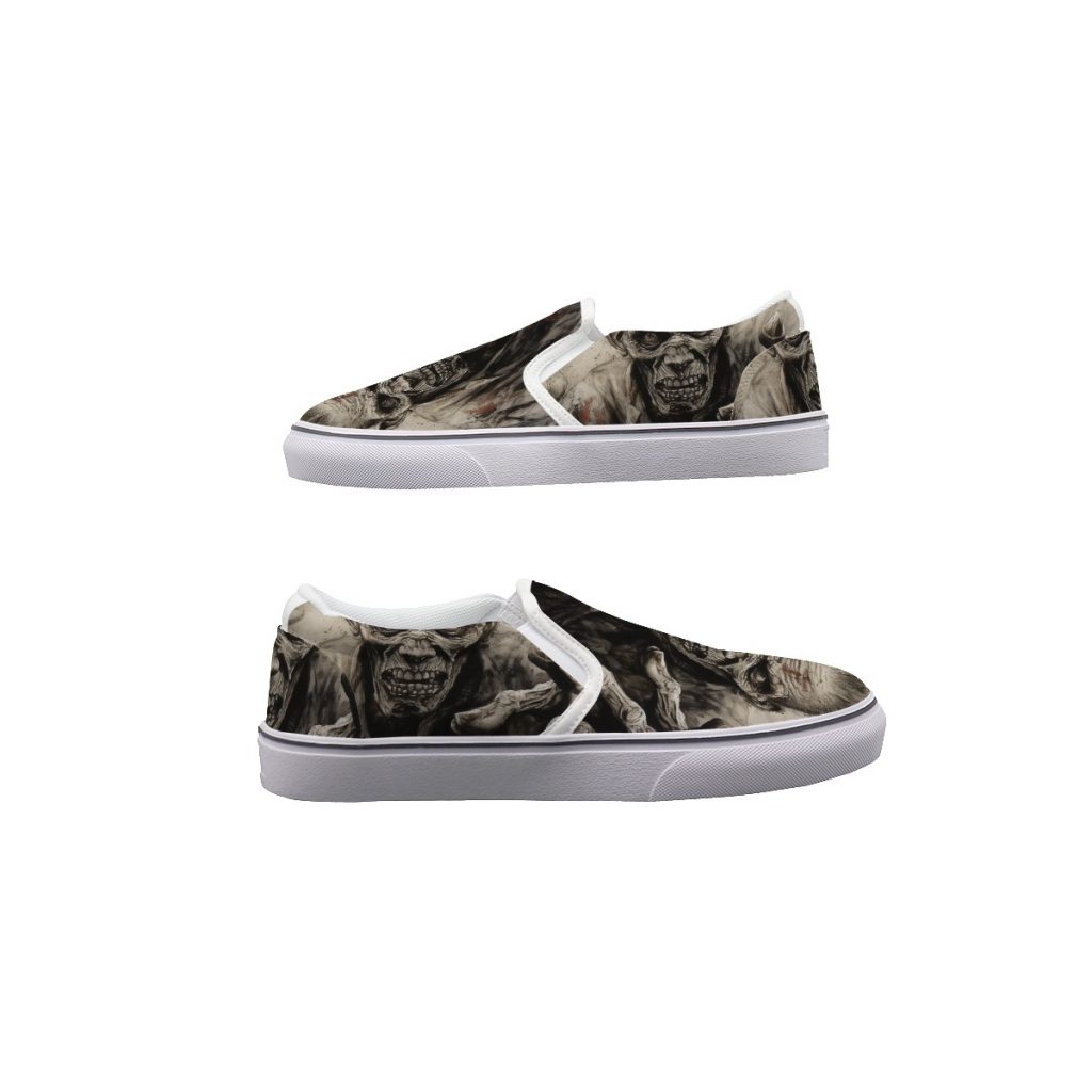 New Fun Faces Print Men's Slip On Sneakers Shoes
