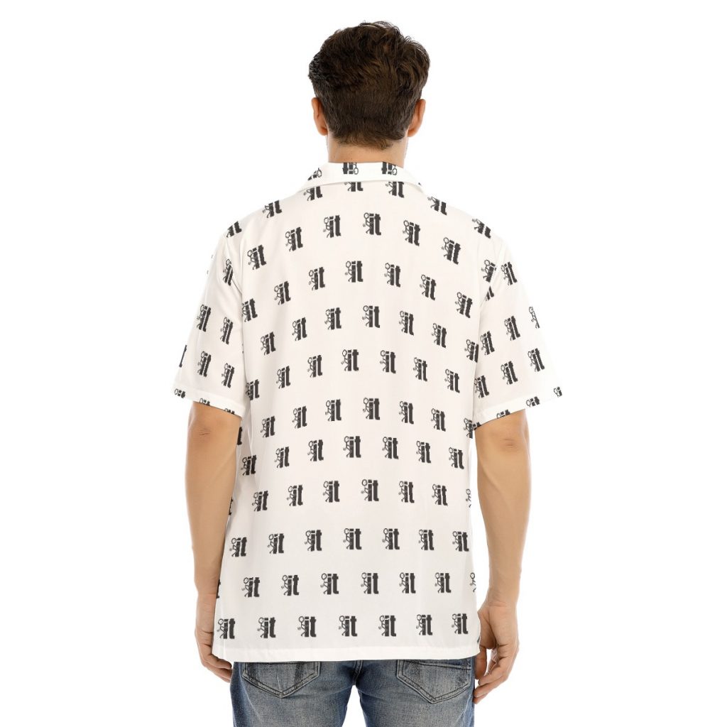 New F IT Print Men's Hawaiian Shirt With Button Closure