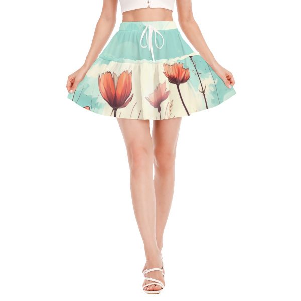 New Floral Print Women's Ruffled Mini Skirt