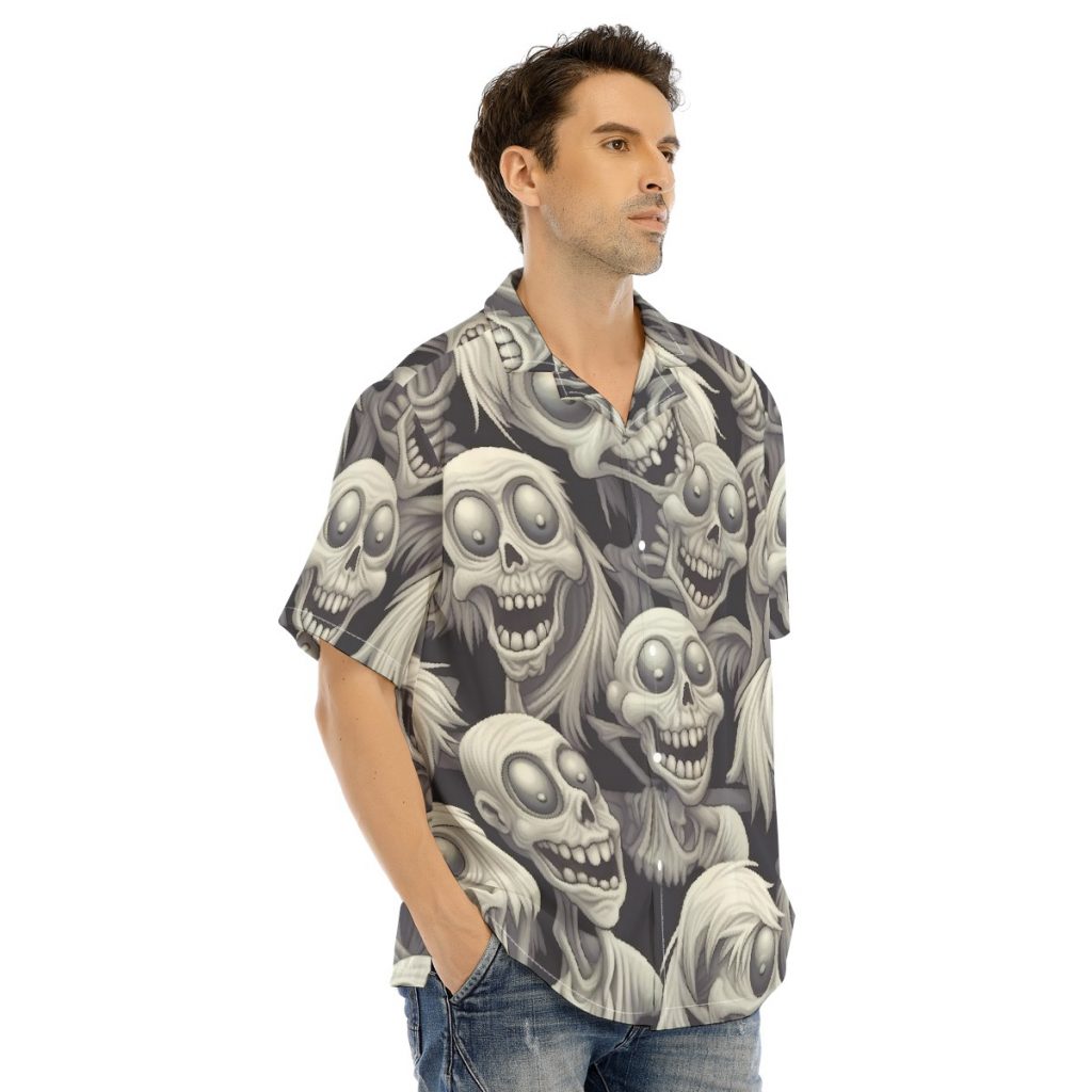 New 'Laughing Zombies' Print Men's Hawaiian Shirt With Button Closure