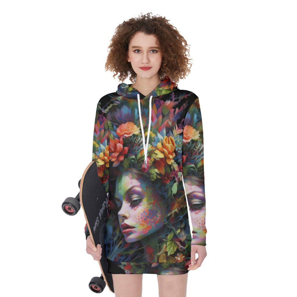 New Colorful Fantasy Girl Print Women's Long Hoodie