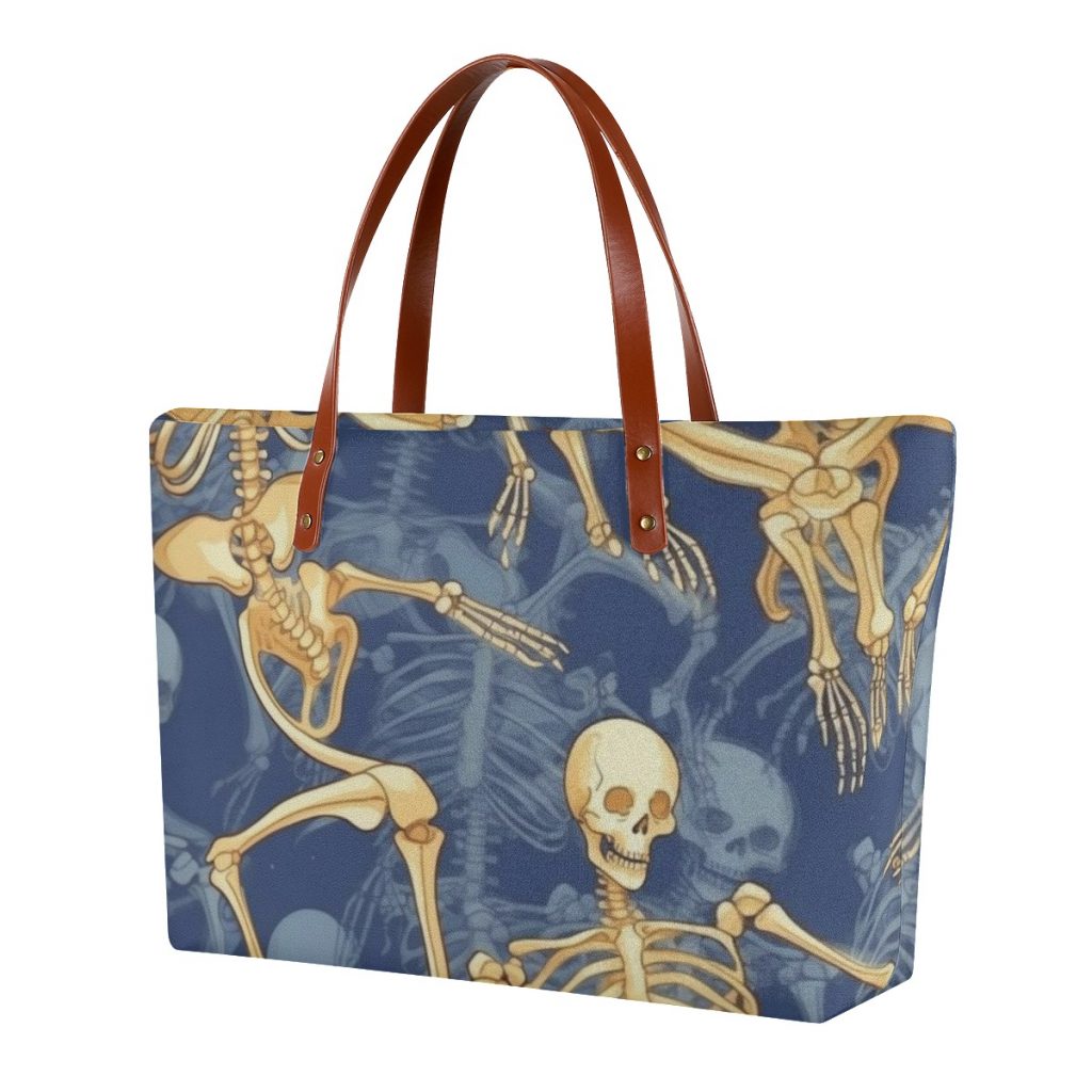 New Fun Skeleton (Halloween) Print Women's Tote Bag | Diving Cloth