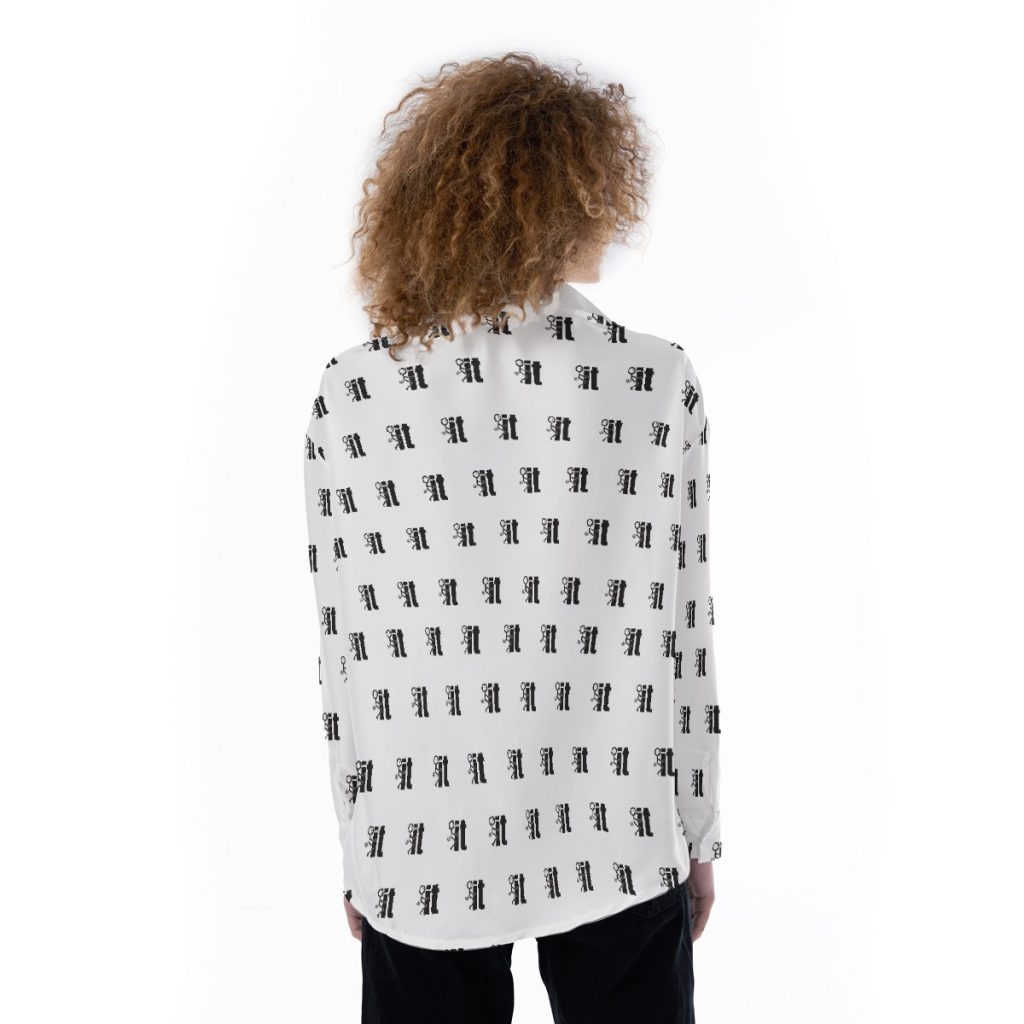 New F IT Black & White Print Women's Satin Shirt