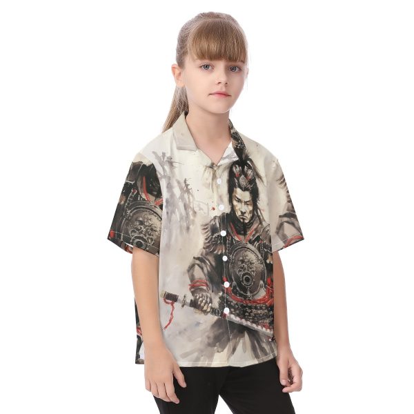 New Warrior Print Kid's Hawaiian Vacation Shirt
