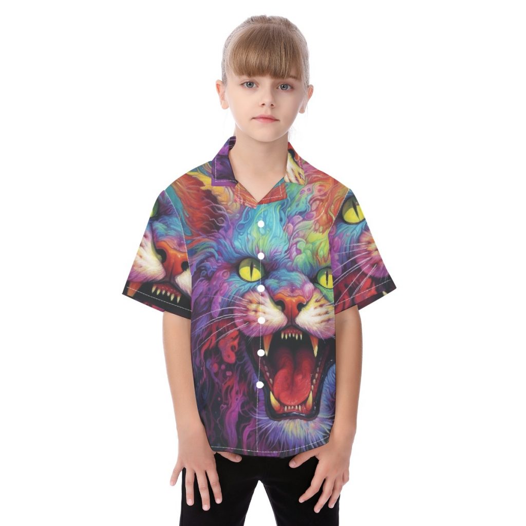 New Colorful Tiger Print Kid's Button Down Shirt