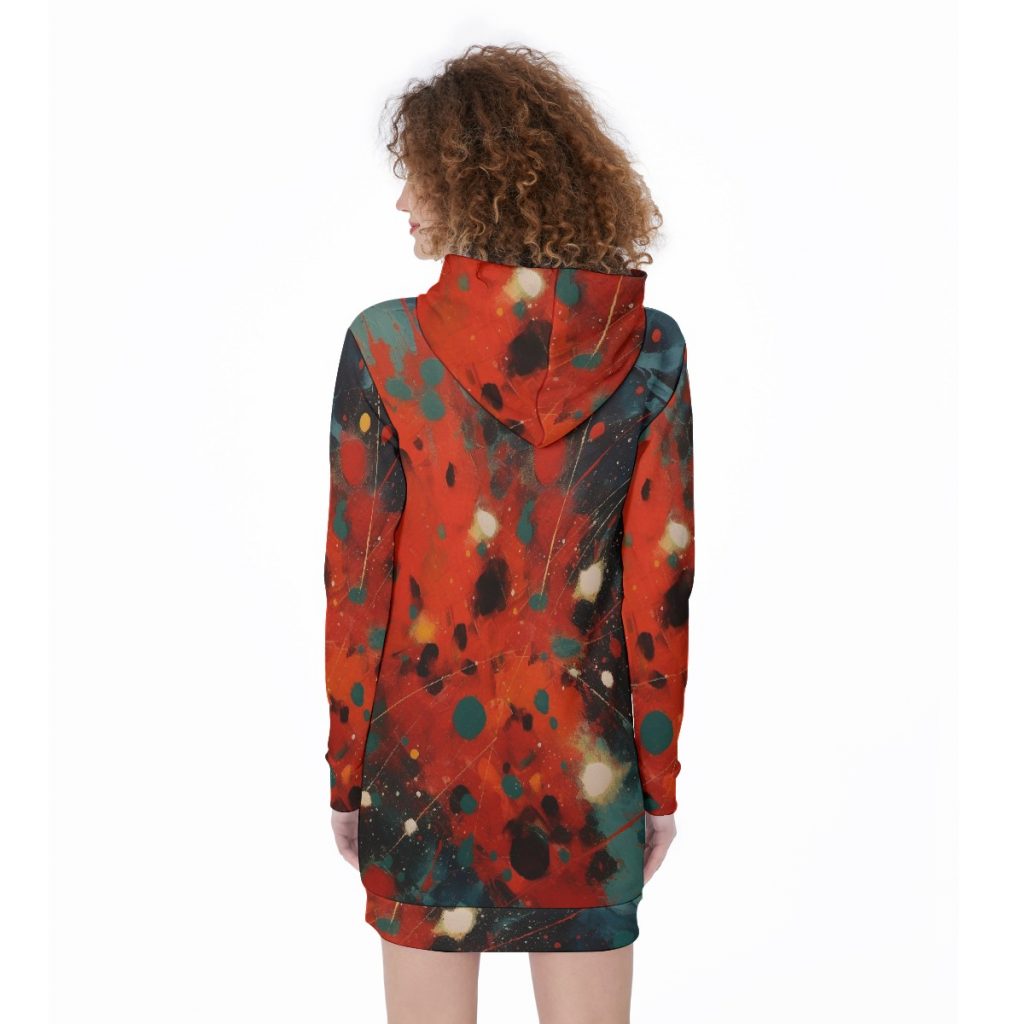 All-Over Colorful Splattered Print Women's Long Hoodie