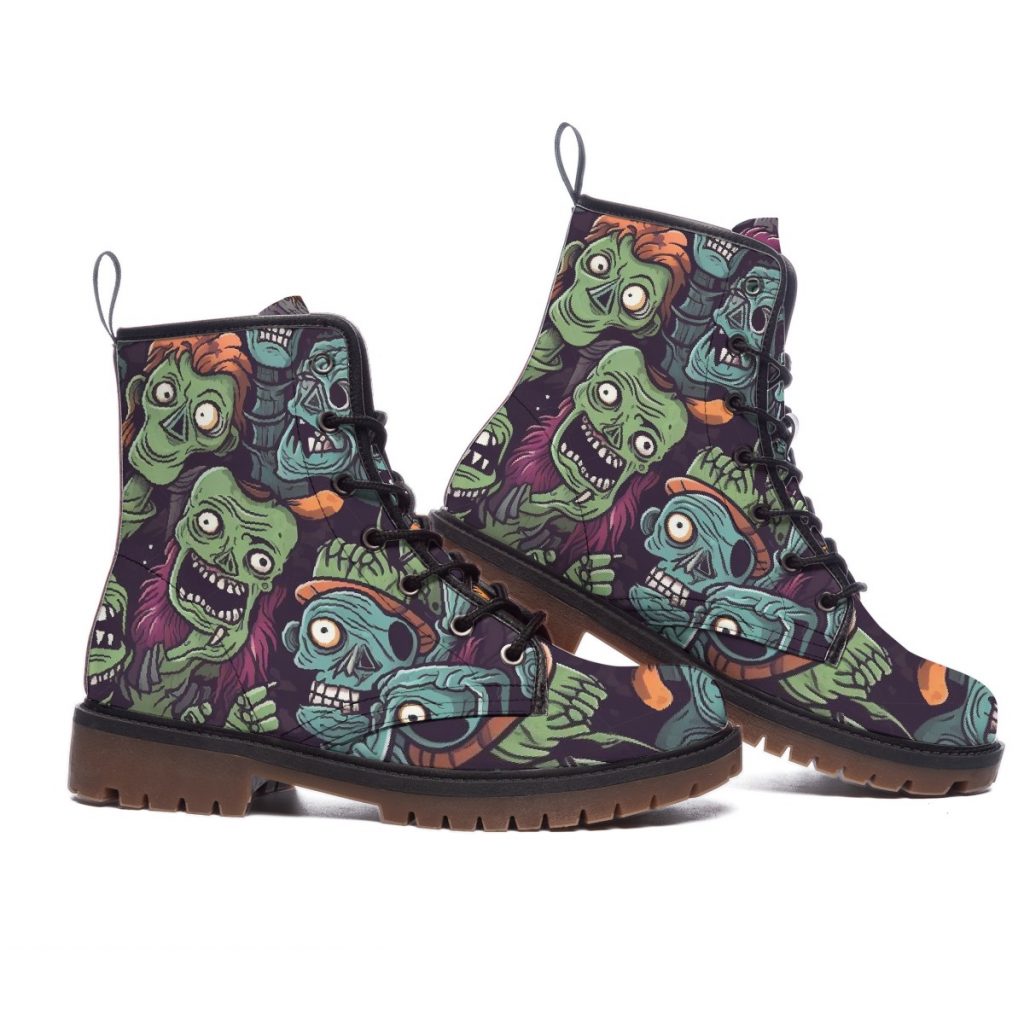 New Laughing Zombies Print Women's Martin Short Boots