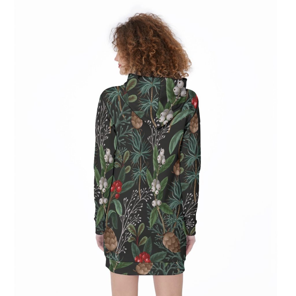All-Over Mistletoe Christmas Print Women's Long Hoodie