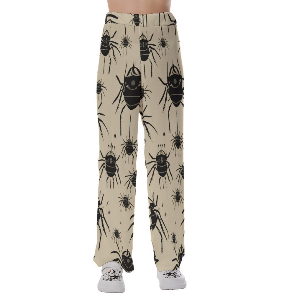 Creepy Black Bugs Print Women's Pajama Pants