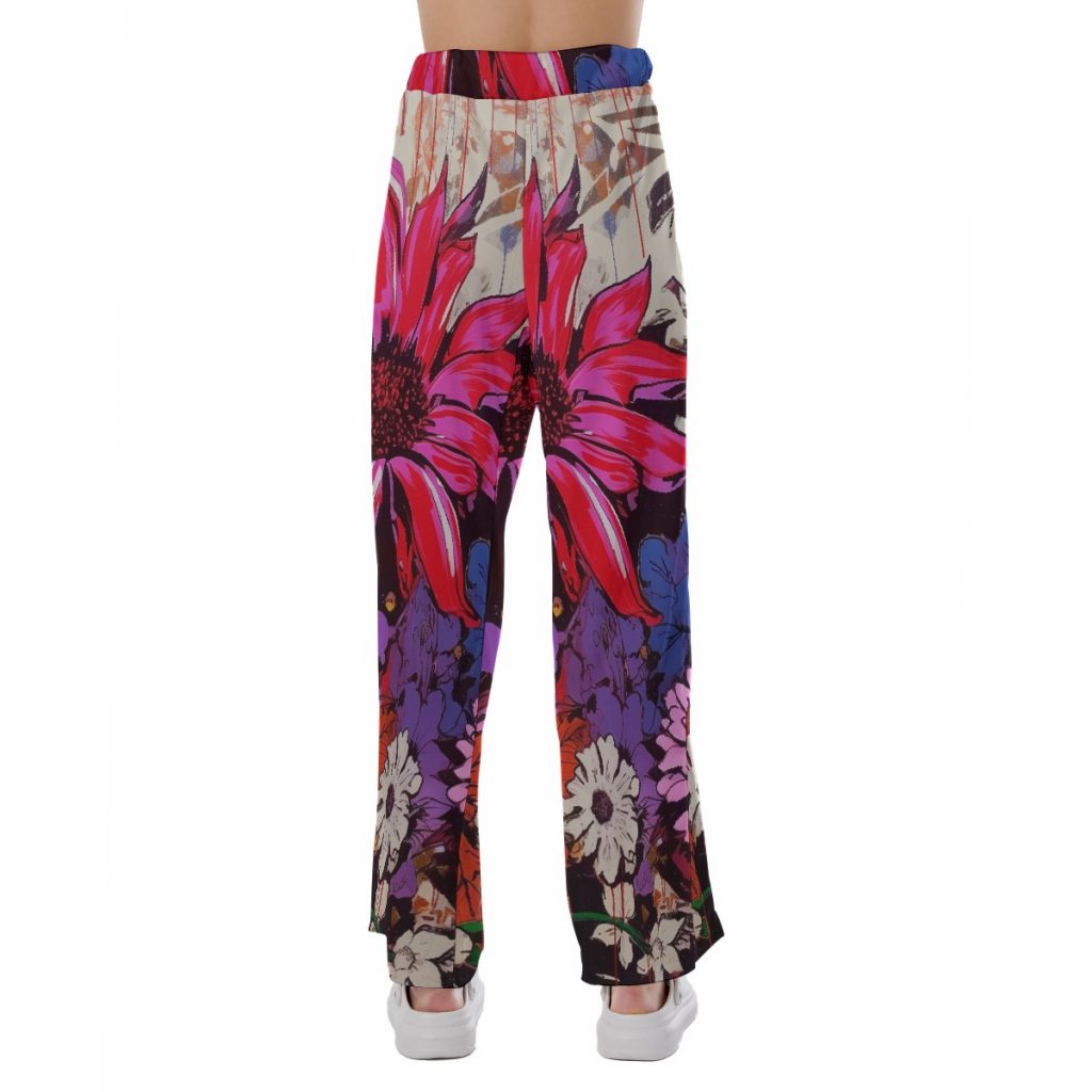 Colorful Floral Elastic Waist Print Women's Pajama Pants