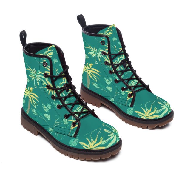 New Stylish Fun Turquoise Palm Trees Print Women's Martin Short Boots