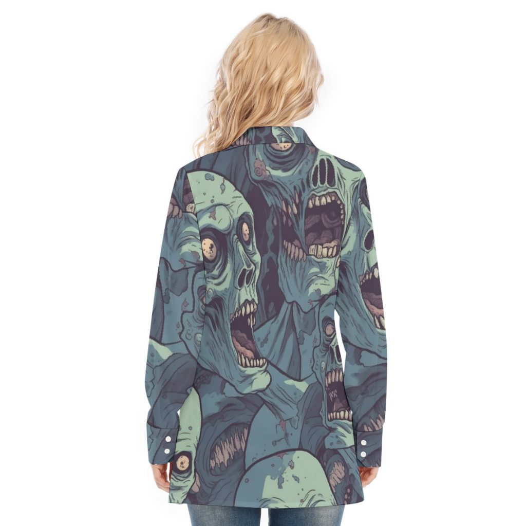 New All-Over Zombie Print Women's Long Shirt