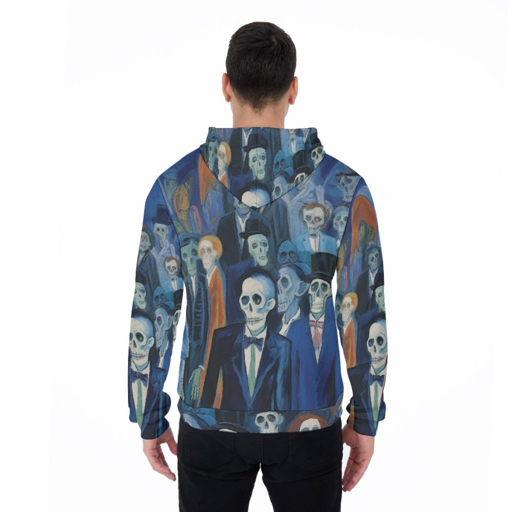 All-Over Fun Skeleton Print Men's Thicken Pullover Hoodie