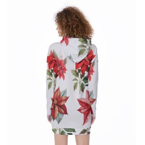 White Mistletoe Christmas Print Women's Long Hoodie