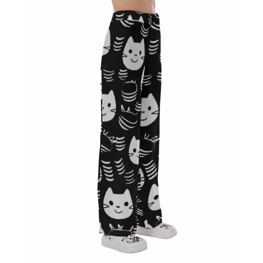 Cute Black & White Cute Cat Print Women's Pajama Pants