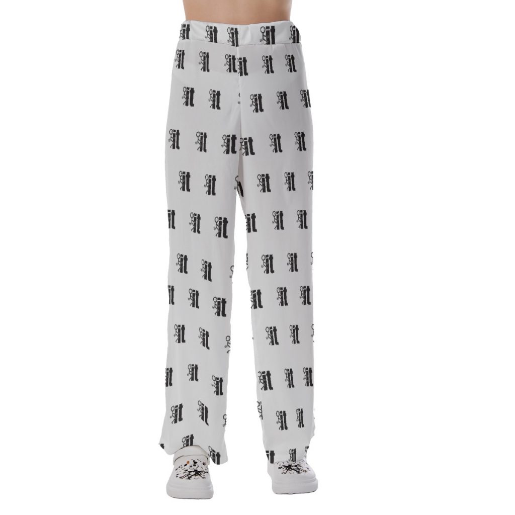 New Black & White Elastic Waist Print Women's Pajama Pants