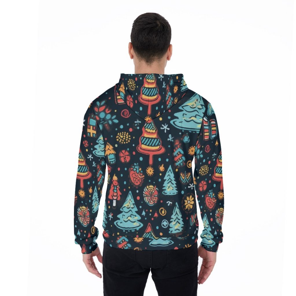 All-Over Christmas Trees Print Men's Thicken Pullover Hoodie