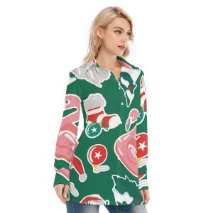 New Christmas Flamingo Print Women's Long Shirt