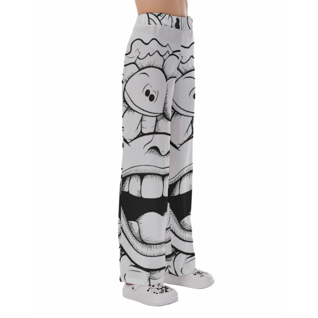 New Black & White Funny Mouth Print Women's Pajama Pants