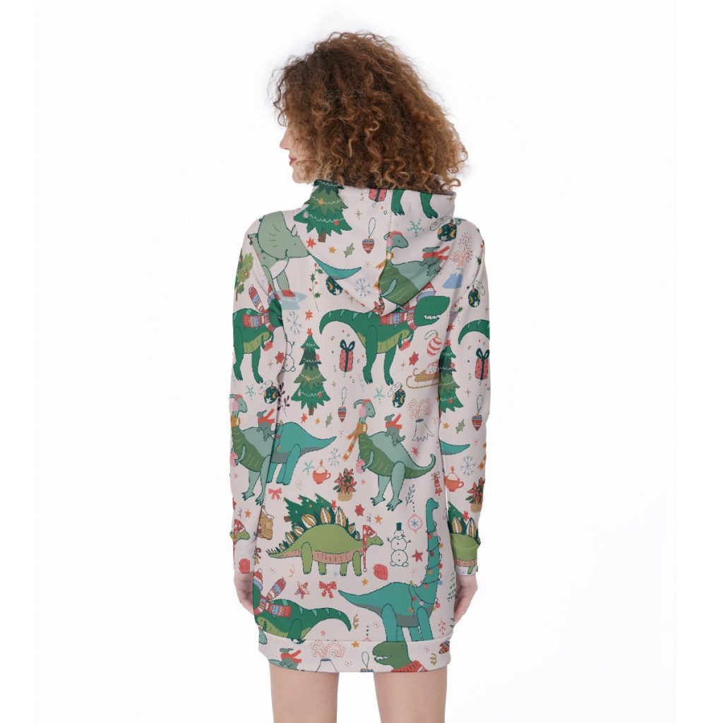 All-Over Cute Dinosaurs Print Women's Long Hoodie